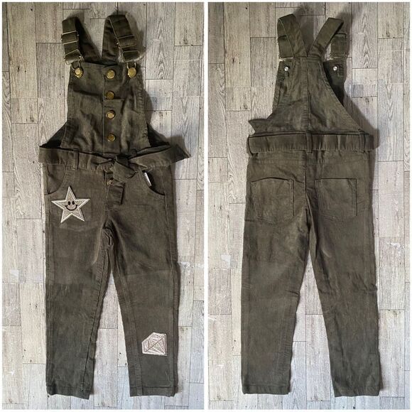 Boutique, Girls, Army Green, Sparkle Patchwork, Skinny Leg Overalls - Picture 4 of 12